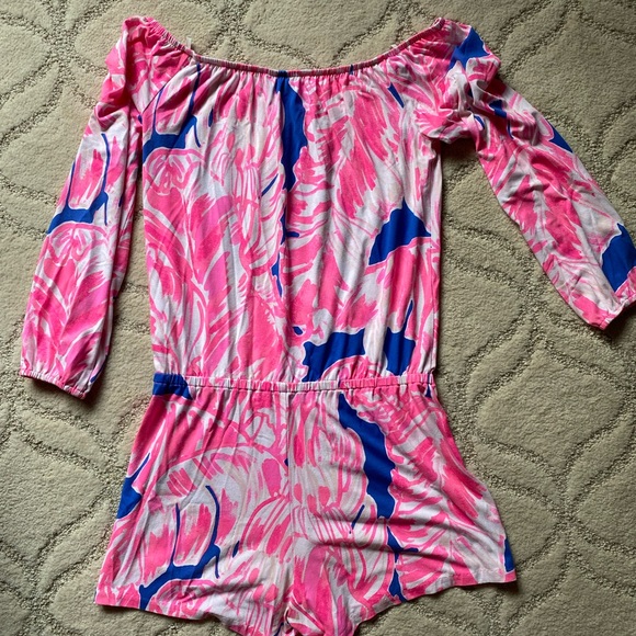 COPY - Lilly Pulitzer Lana off or on shoulder romper in beautiful Beach Bliss p… - Picture 5 of 7